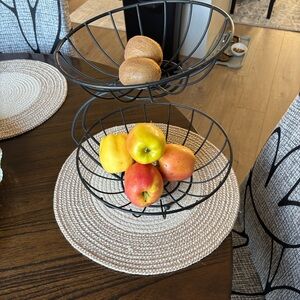 Black Metal Two-Tier Fruit Basket